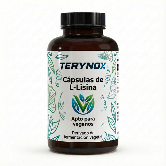 Envase de L-Lisina en formato de 100 cápsulas.