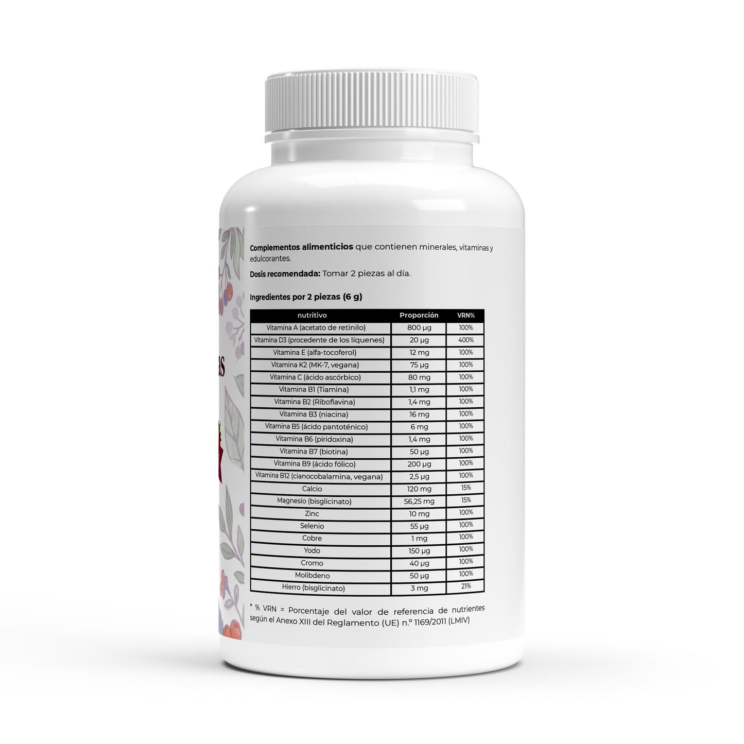 Bote multivitaminico premium en 60 gominolas.