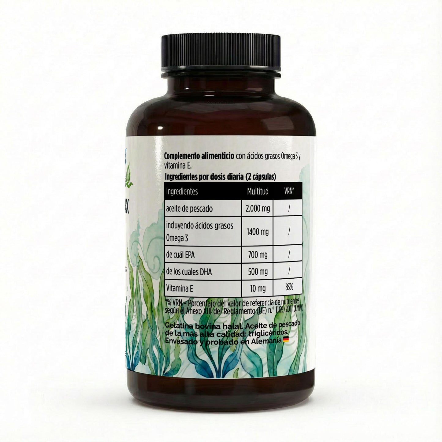 Suplemento omega 3 en formato cápsula.