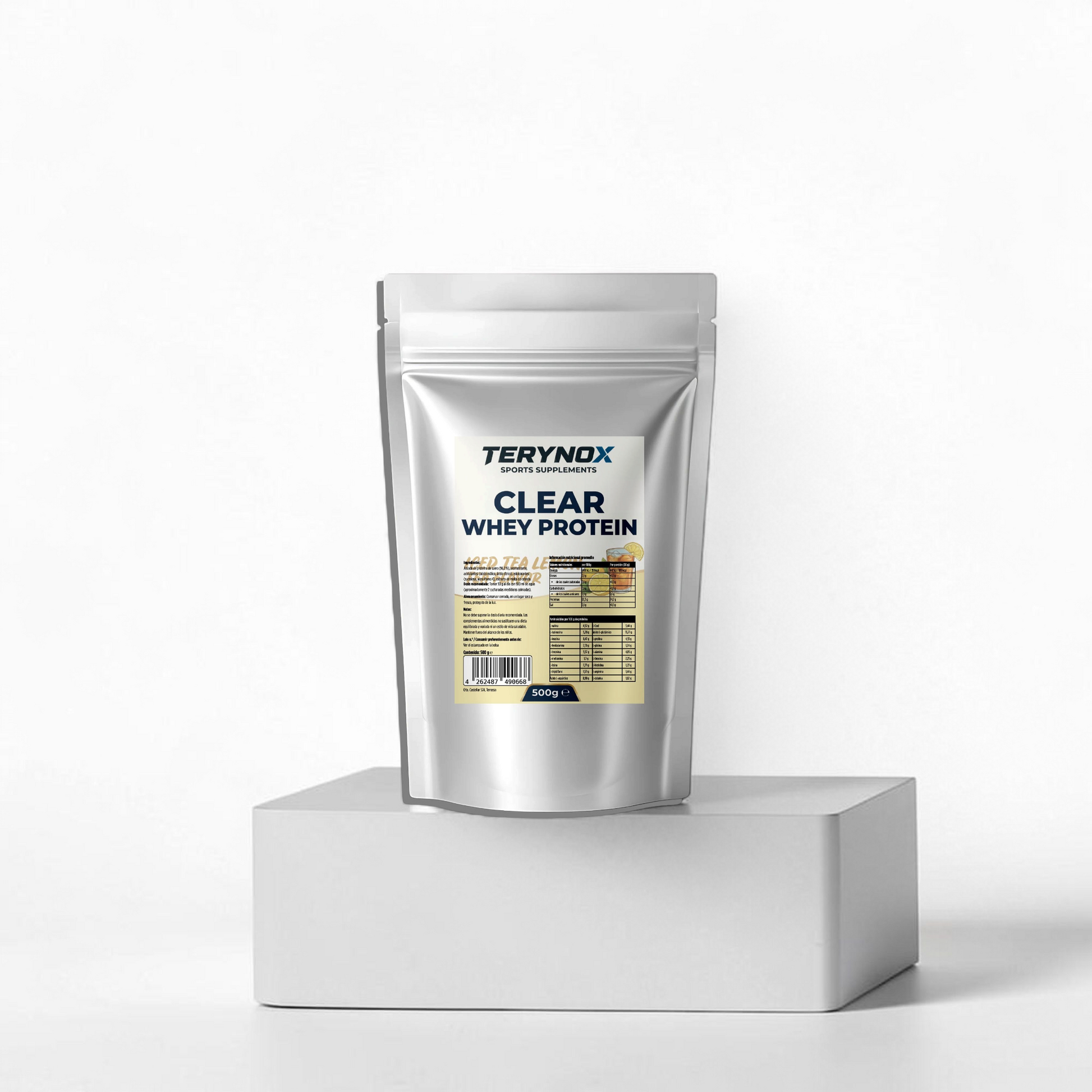 Aislado de proteina whey con sabor a té helado de limón de la marca Terynox.