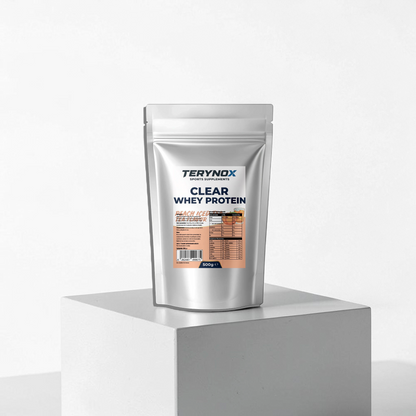 Suplemento de aislado de proteína clear con sabor a té helado de melocotón.