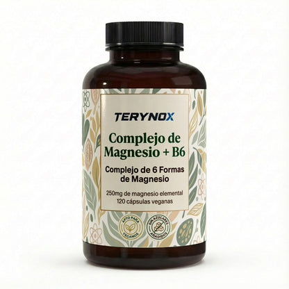Envase de complejo de magnesio con B6 en 120 cápsulas blandas.