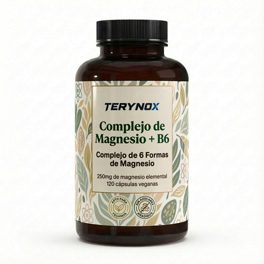 Envase de complejo de magnesio con B6 en 120 cápsulas blandas.