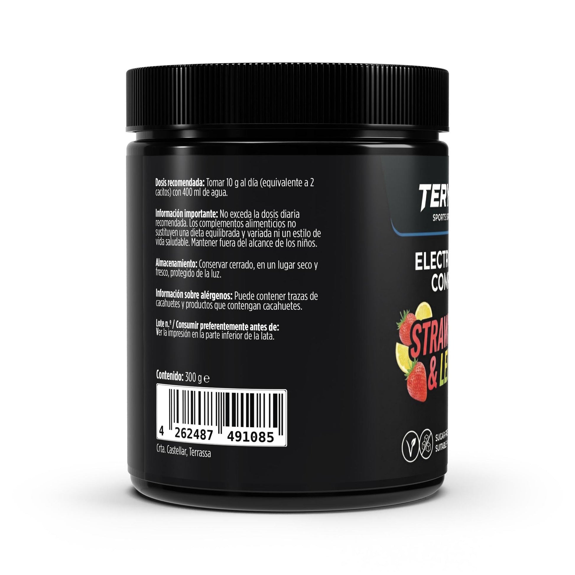 Envase de electrolitos en polvo de 300 gramos con sabor a fresa limón.