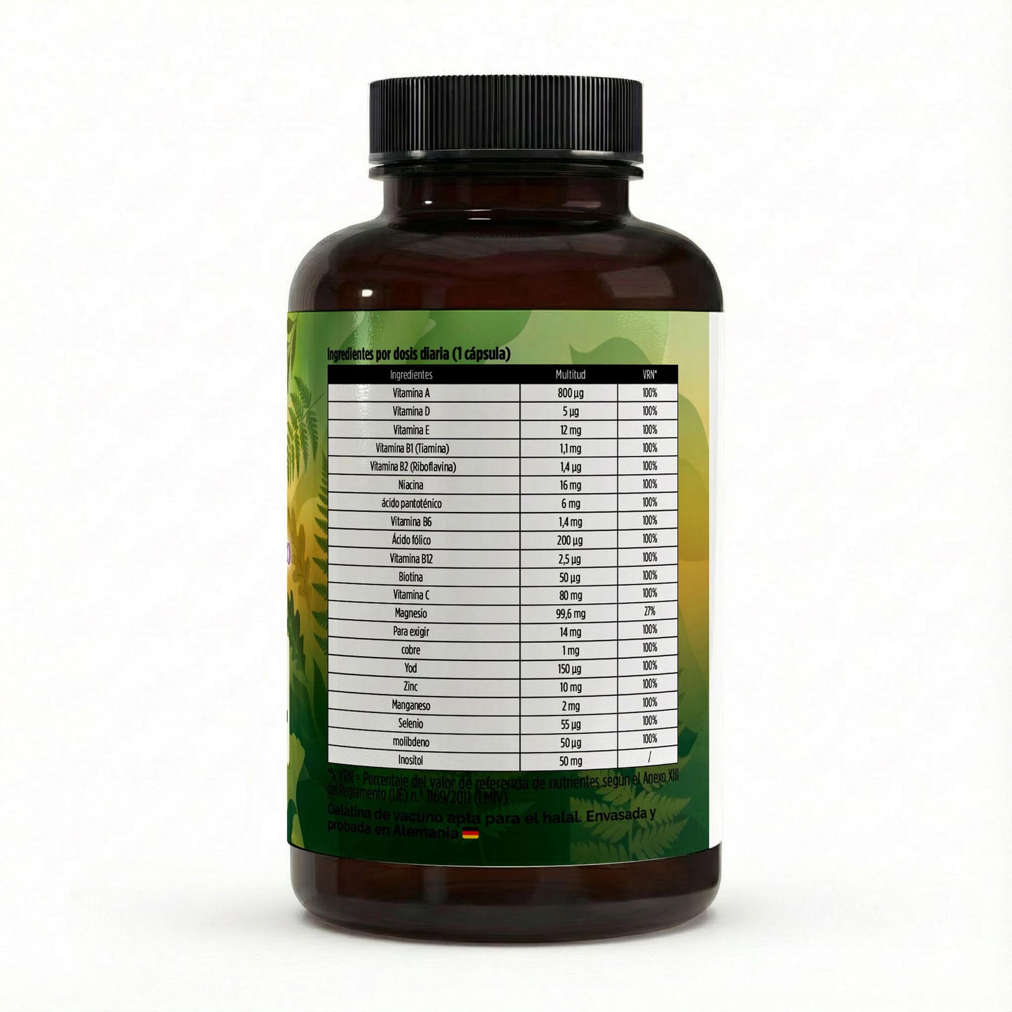 Complejo multivitamínico y minerales en cápsulas blandas.