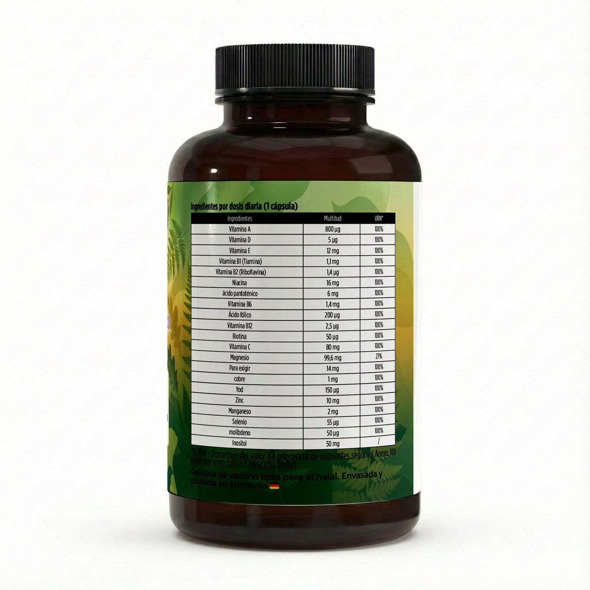 Complejo multivitamínico y minerales en cápsulas blandas.