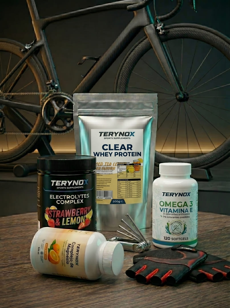 Variedad de los productos del pack suplementos para ciclismo.