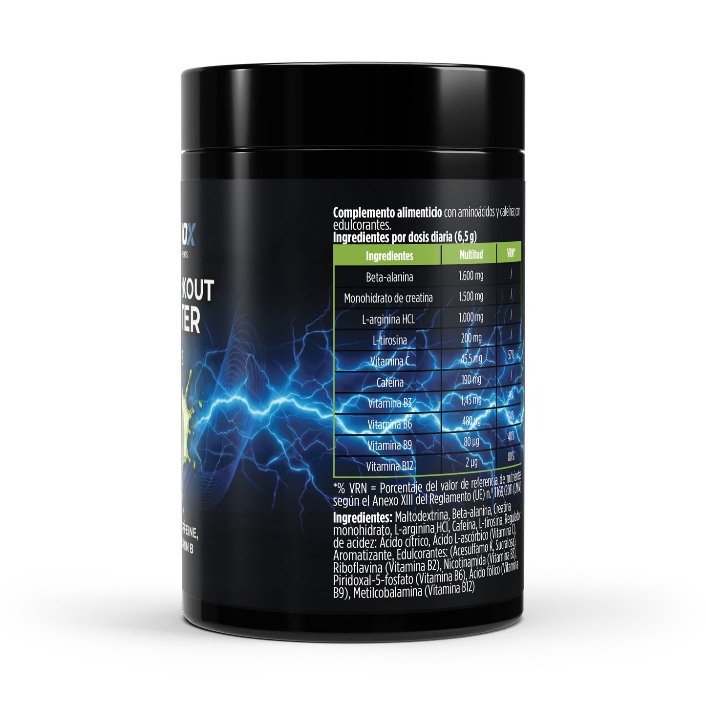 Pre entreno sabor manzana de la marca Terynox.