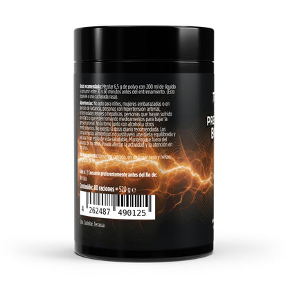 Pre-workout booster con sabor a naranja y contiene 520 gramos.