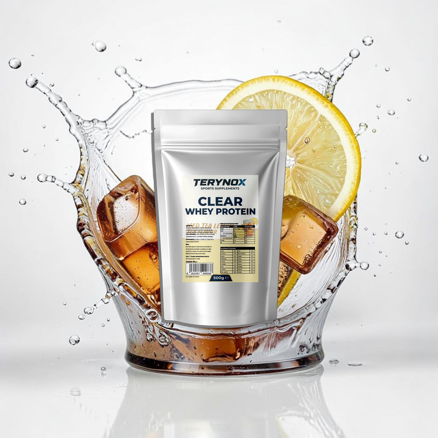 Proteína clear en polvo con sabor a té helado de limón.