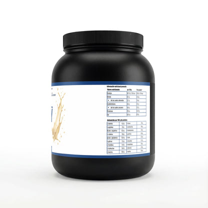 Envase de 1 kg de preoteina whey premium en polvo con sabor a vainilla de la marca Terynox.